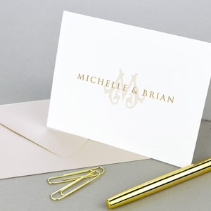 Papeterie personnalisée pour couples, carte de correspondance à monogramme fixe et monogramme, jeu de cartes de correspondance personnalisées, notes de remerciement de mariage
