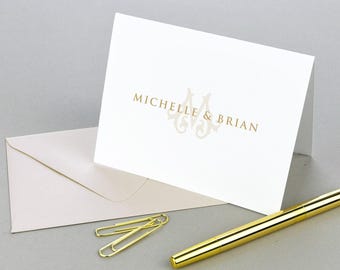 Personalized Monogram Notecards, Folded Stationary, Couples Initial