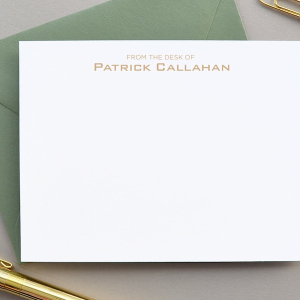 Personalized Stationary Set, From the Desk of Stationary for Men, Personalized Thank You Cards, Notecards with Envelopes