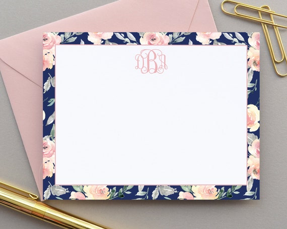 Personalized Monogram Stationery, Initial Note Card Sets - Augusta Joy