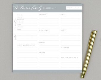 Planificador de comidas personalizado y bloc de notas con lista de compras, lista de compras personalizada, bloc de notas con lista de compras personalizada, planificador de comidas semanal