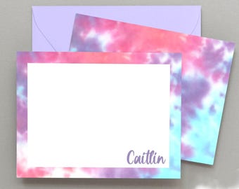 Tie Dye Stationary Personalized Girls Stationery Set, Tie Dye Note Cards, Personalized Kids Stationary, Girls Thank You Cards for Kids