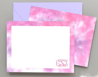 Personalized Girls Stationery Set Tie Dye Stationary, Tie Dye Note Cards, Personalized Kids Stationary, Girls Thank You Cards for Kids