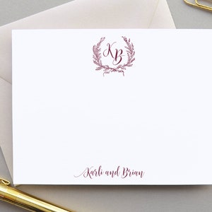 Monogram Stationary Monogrammed Note Card Personalized Note Cards Set, Wedding Thank You Notes Stationary Simple, Couples Stationary