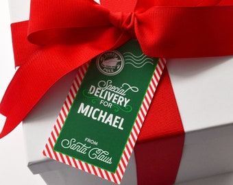 Etiquetas de regalo personalizadas de Papá Noel, etiquetas navideñas para las fiestas