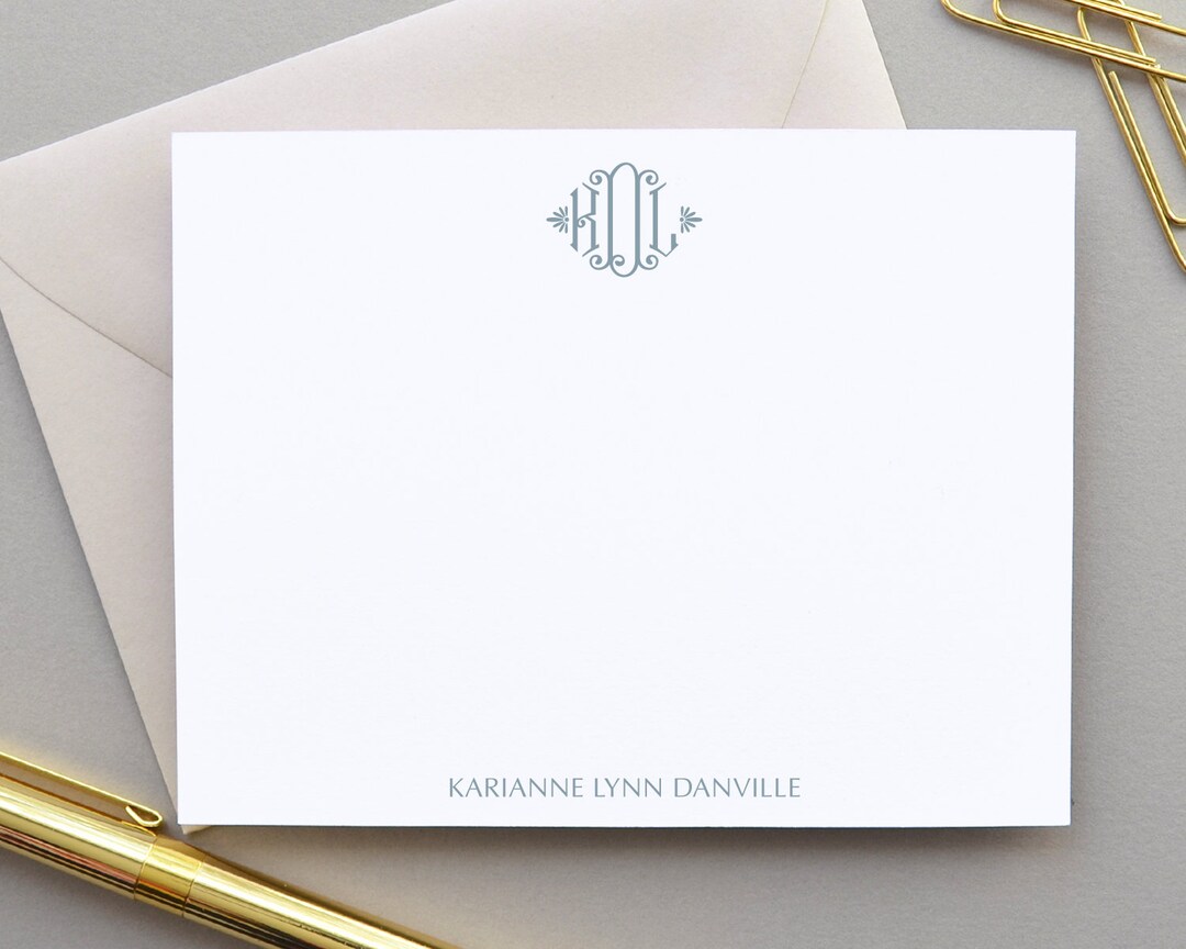 Personalized Stationary, Monogram Stationary Monogrammed Note Card ...