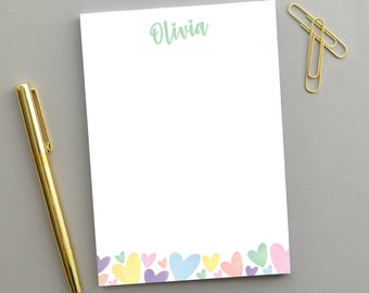 Girls Personalized Notepad, Girls Stationary Personalized Stationary, Heart Stationary, Personalized Kids Notepad, Girls Notepad