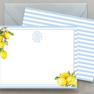 "Zitronen-stationäres Set, ""Zitrone""-Karten, personalisiertes Briefpapier-Set, ""Zitronen-Dankeskarten"" mit Umschlägen, Personalisiertes Briefpapier-Set."