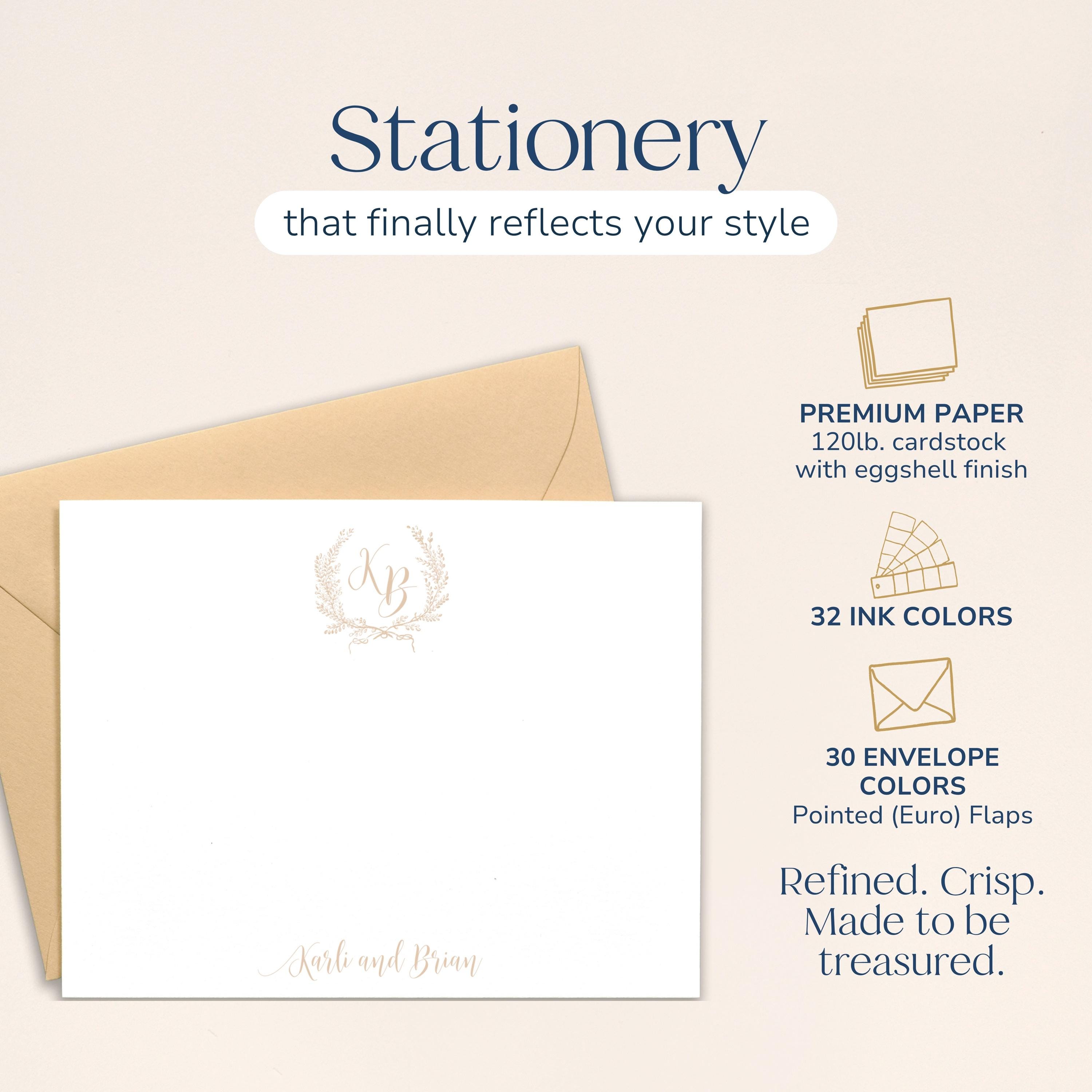 Monogram Stationary Monogrammed Note Card Personalized Note Cards Set ...