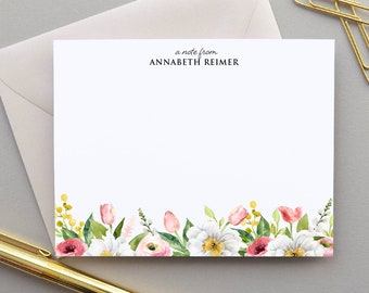 Personalized Stationary Floral Notecards Set with Envelopes, Floral Stationery Set Personalized Thank You Cards Floral Stationary Cards