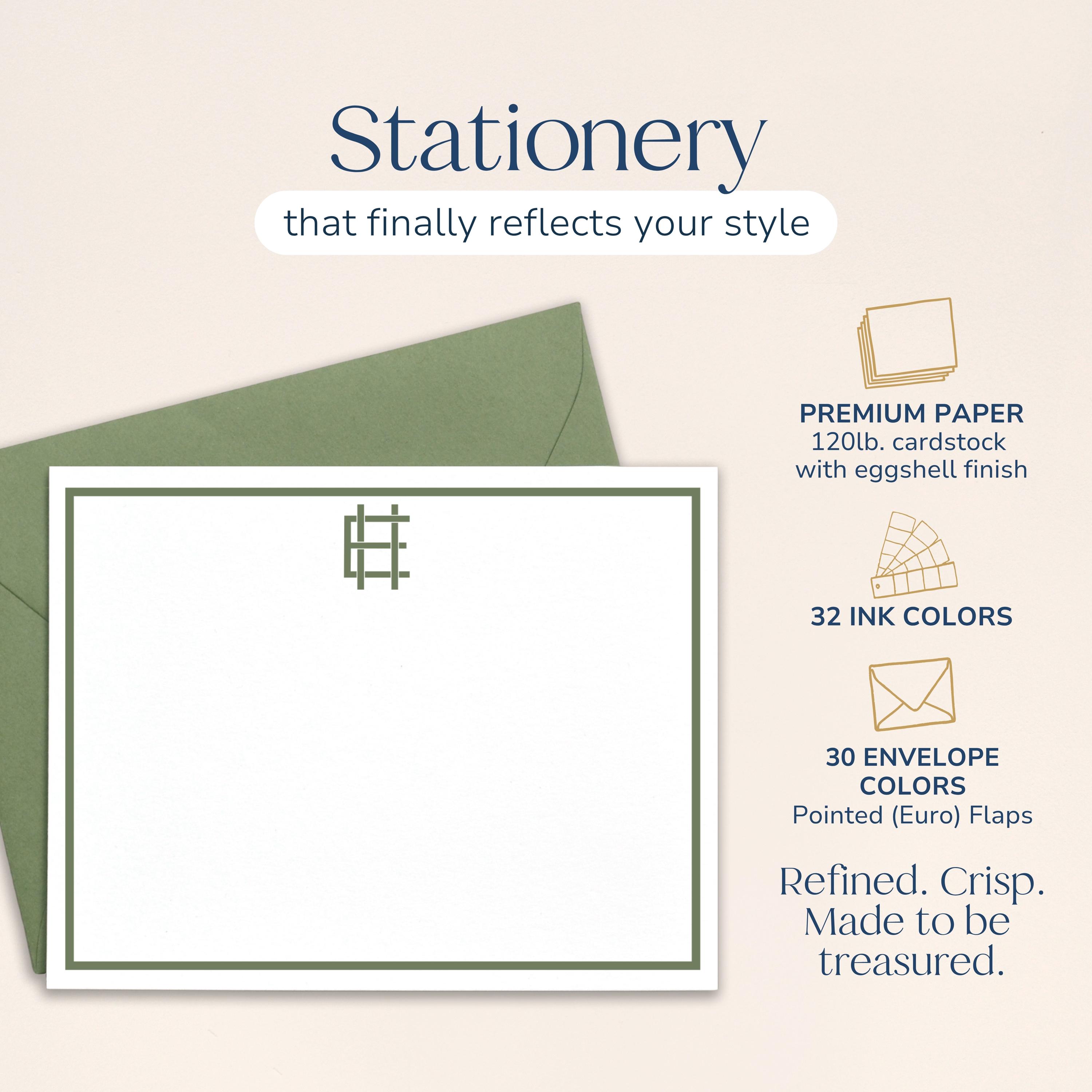 Personalized Men's Note Cards Set, Professional Monogram Stationery ...