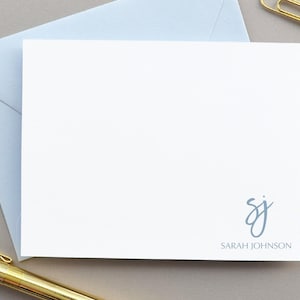 Personalized Stationery Set, Monogrammed Notecards, Custom Monogram Note Card Set, Thank you cards with Envelopes, Modern Script Stationary