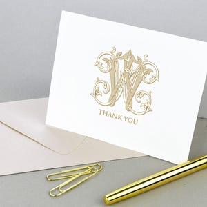 Monogramm Stationär Monogrammiert Dankeskarten Personalisierte Note Cards Set, gefaltete Notecards, Dankeschön-Notizen einfach, erste Notecards