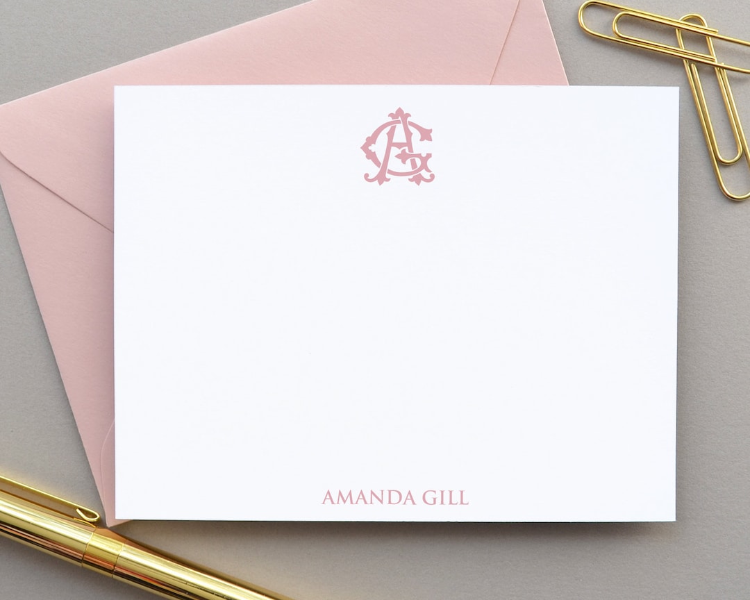 Personalized Note Cards, Monogram Stationery Monogrammed Note Cards