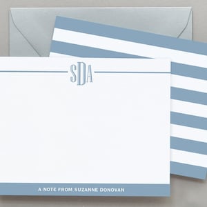 Personalisierte Note Cards Set, Monogramm Streifen Stationär Monogramm Note Card, Dankeschön-Notizen Stationär Einfach, Initial Notecards