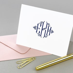 Monogramm Stationäre Monogramm Note Card Personalisierte Note Cards Set, gefaltete Notecards, Dankeschön-Notizen einfach, erste Notecards