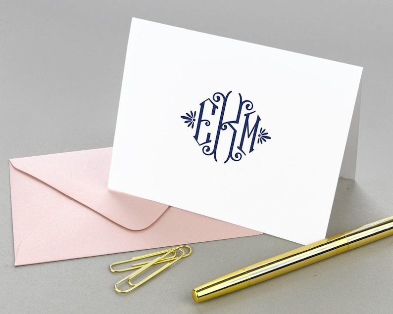 Monogram Stationary Monogrammed Note Card Personalized Note Cards Set ...