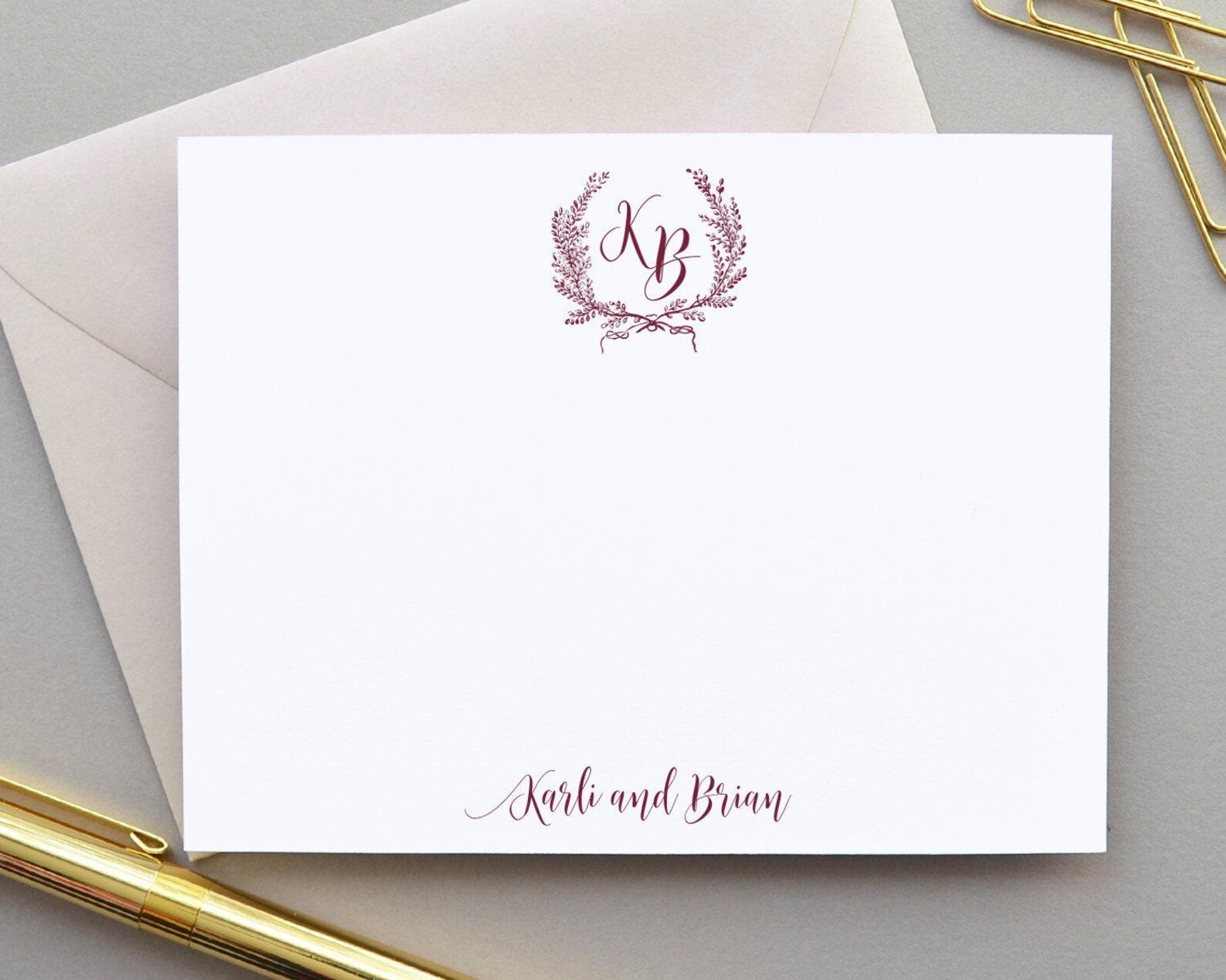 Monogram Stationary Monogrammed Note Card Personalized Note Cards Set ...