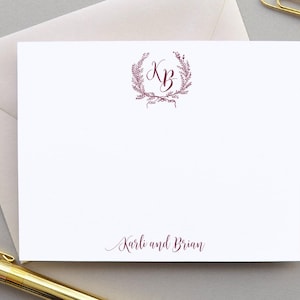 Monogramm Stationär Monogrammierte Note Card Personalisierte Note Cards Set, Hochzeit Dankeschön Stationär Einfach, Paare Stationär