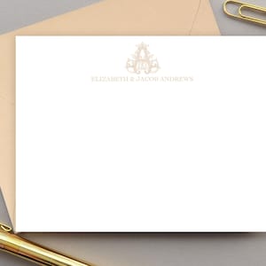 Personalized Notecard Set, Monogram Stationery for Couples, Monogrammed Note Cards, Custom Initial Notecards, Blue Thank You Notes image 3