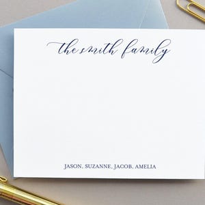 Personalisiertes Briefpapier-Set, personalisierte Dankeskarten, personalisiertes Briefpapier-Set, Familien-Grußkarten mit Umschlägen, moderne Kalligraphie