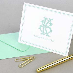 Monogramm Stationäre Monogramm Note Card Personalisierte Note Cards Set, gefaltete Notecards, Dankeschön-Notizen einfach, erste Notecards