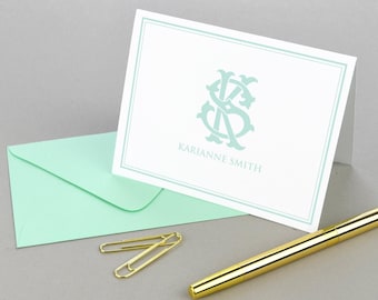 Monogram Stationary Monogrammed Note Card Personalized Note Cards Set, Folded Notecards, Thank You Notes Simple, Initial Notecards