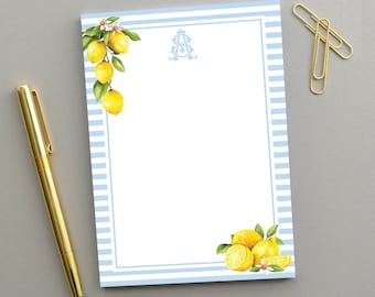 Personalized Lemon Notepad, Monogram Lemon Stationary, Monogrammed Notepad Customized Notepad with Lemons, Personalized Lemon Gifts