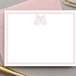 Personalized Stationary, Elegant Monogrammed Stationary Monogram Notecards Set Thank You Notes Personalized Bordered Notecards, Hostess Gift