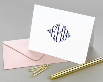 Monogram Stationary Monogrammed Note Card Personalized Note Cards Set, Folded Notecards, Thank You Notes Simple, Initial Notecards