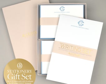 Personalized Stationery Gift Set, Custom Note Cards Set, Monogram Stationery Gift for Couples, Monogrammed Note Cards, Initial Notepad