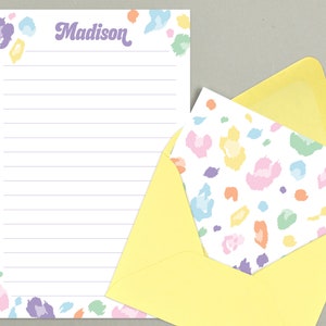 Juego de escritura de cartas para niños, papel de carta personalizado para niñas, papelería con estampado de animales, papelería para campamentos de verano, juego de papel para escribir con amigos por correspondencia