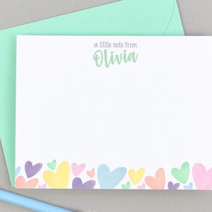 Personalized Kids Stationery Set - Heart Thank You Cards for Girls
