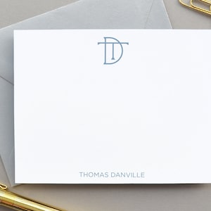 Mens Personalized Stationery Cards Gift For Men, Mens Monogram