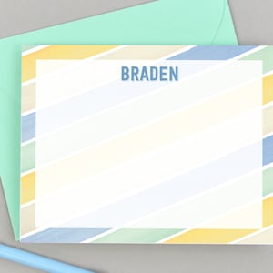 Personalized Boys Stationary Set, Boys Stationery Stripes, Boys Thank You Cards Personalized Kids Stationary, Childrens Stationary