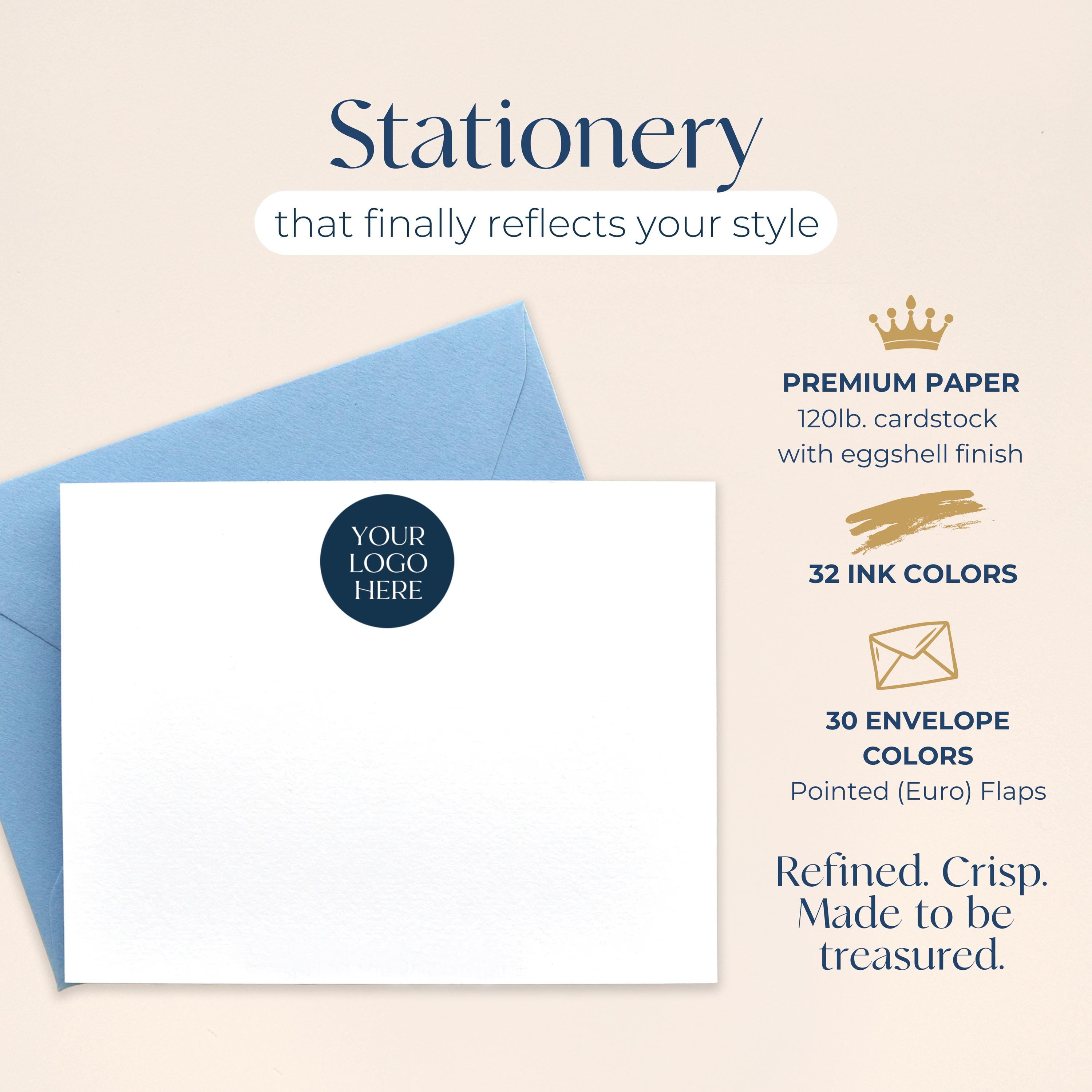 Custom Logo Stationary, Professional Business Note Cards, Branded Flat ...