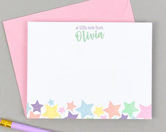 Girls Stationery Set, Girls Stationary Personalized Stationary, Stars Stationary, Personalized Kids Stationary, Girls Thank You Notes