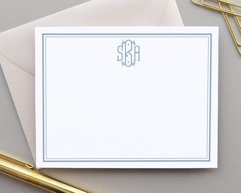 Personalized Stationary, Custom Monogrammed Notecards Set, Pink Thank You Cards, Notecards for Women image 2