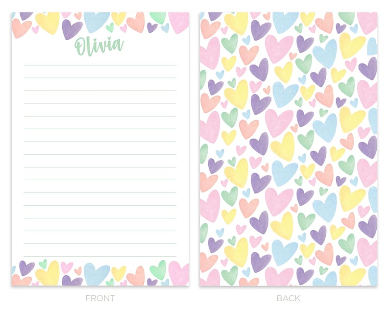 Kids Letter Writing Set, Summer Camp Stationery, Personalized Stationary Paper for Girls, Heart Stationary, Pen Pal Kit imagem 3