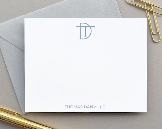 Personalized Stationary for Men, Mens Monogram Stationery, Business Thank You Cards