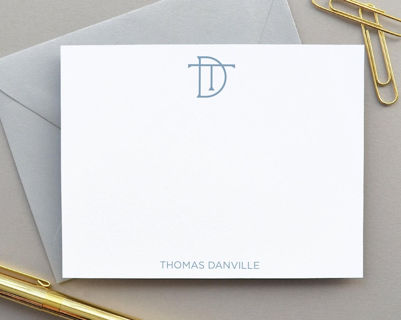 Personalized Stationary for Men, Mens Monogram Stationery, Business Thank You Cards imagen 1