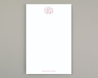 Personalized Monogram Script Notepad for Women, Monogrammed Pad of Paper, Custom Stationery Gift