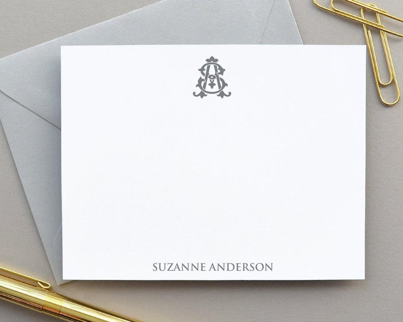 Personalized Note Cards, Monogram Stationery Monogrammed Note Cards ...