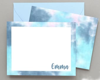 Personalized Girls Tie Dye Stationery Set Tie Dye Note Cards, Personalized Kids Stationary, Girls Thank You Cards for Kids Note Cards