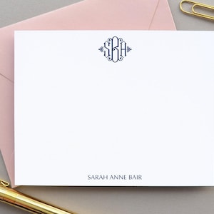 Monogramm-stationäre Monogramm-Hinweiskarte-personalisierte Karte - Grußkarten-Set, flache Notecards-Karte, Danke, stellt fest, stationäre einfache Initialen-Notecards