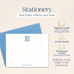 Personalized Note Cards, Monogram Stationery Monogrammed Note Cards ...