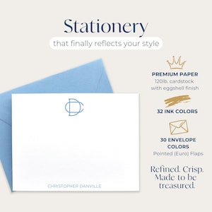 Personalized Stationary for Men, Mens Monogram Stationery, Business Thank You Cards imagen 2