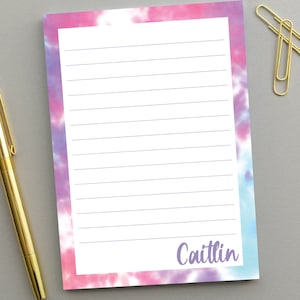 Batik-Notizblock, Mädchen-Notizblock, Mädchen-Notizblock, personalisiertes Briefpapier, Tie-Dye-Notizblock, Mädchen-Notizblock