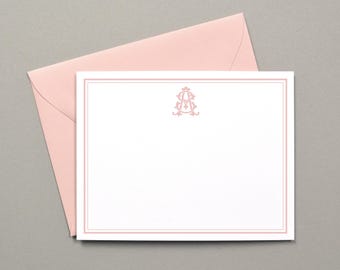 Personalized Stationary, Monogram Stationary, Custom Monogrammed Stationary for Women, Flat Notecards Set, Couples Wedding Thank You Notes