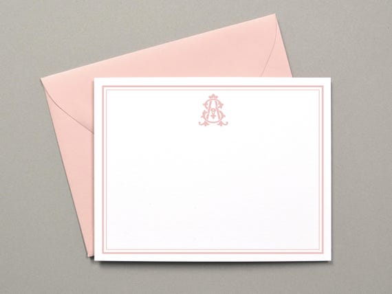 Personalized Stationary, Monogram Stationary, Custom Monogrammed Stationary for Women, Flat Notecards Set, Couples Wedding Thank You Notes